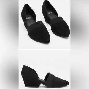 Eileen Fisher Black Suede Point Toe Hilly D’Orsay Pumps Size 7 . Worn once!!